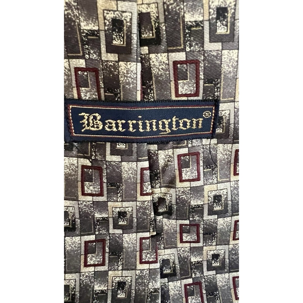 Silk Tie Lot 3 Barrington Croft & Barrow Momento Uno Red Grey Geometric Striped - Picture 5 of 13